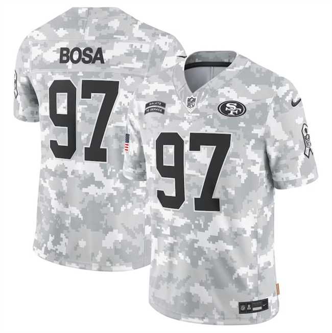 Mens San Francisco 49ers #97 Nick Bosa 2024 Arctic Camo Salute To Service Limited Stitched Jersey Dyin->san francisco 49ers->NFL Jersey